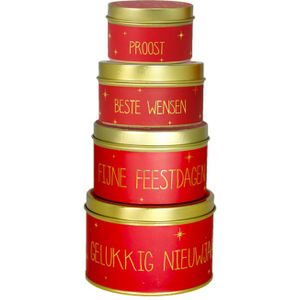 My Flame kaarsen - Met kerstwensen - Set van 4 - Rood