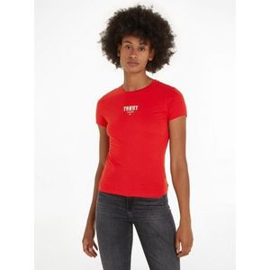TOMMY JEANS Shirt met ronde hals Rib Slim Essential Logo Geribd shirt, fijne geribde jersey stof, elastisch met Tommy Jeans logo