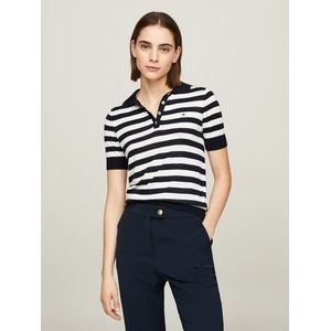 Tommy Hilfiger Trui met polokraag BUTTON POLO SS TOP met logo op borsthoogte