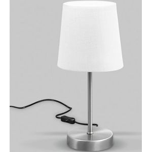 B.K.Licht Tafellamp BK_TL1300 LED tafellamp, met stoffen kap wit, mat nikkel, E14 (1 stuk)