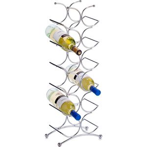 Zeller wijnrek - staand - zilverkleurig - voor 12 flessen - 67 cm - rek voor wijnflessen
