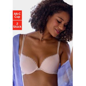 Petite fleur Push-up-bh uit schattig hartjes-mesh met elegante spaghetti-bandjes, sexy lingerie (2-delig, Set van 2)