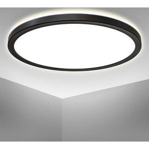 B.K.Licht Led-plafondlamp BK_DP1329 LED paneelplafondlamp, Ø29,3cm, indirect licht, ultraplat (1 stuk)