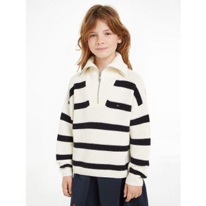 Tommy Hilfiger Schipperstrui STRIPE HALF ZIP SWEATER Kinderen tot 16 jaar met logo-opdruk