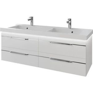 Saphir Wastafelonderkast Serie Balto Mineralmarmor-Waschtisch mit Unterschrank, 147,8 cm breit 147,8 cm met mineraal-marmeren wastafel en 4 lades (2-delig)