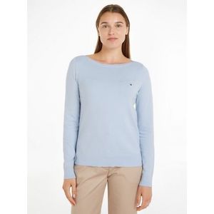 Tommy Hilfiger Gebreide trui CO JERSEY STITCH BOAT-NK SWEATER met tommy hilfiger-merklabel op de mouw