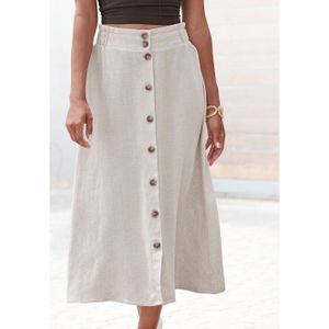 Lascana Midirok met knoopsluiting, linnen rok, zomerrok