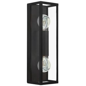 EGLO Wandlamp AMEZOLA Wandlamp van staal en glas, ganglamp in zwart, helder, E27, IP44 (1 stuk)