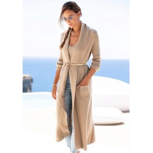 Lascana Lang vest met ribbrei-details en zakken, casual gebreide mantel