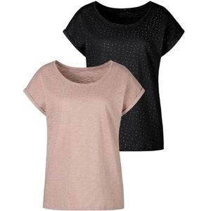 Vivance T-shirt met zilverkleurige glitterstippen (Set van 2)