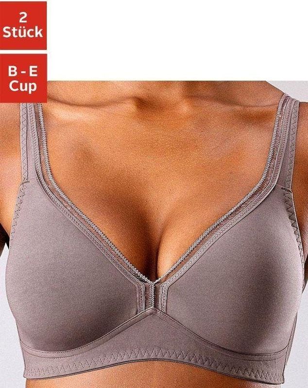 Petite fleur T-shirt-bh zonder beugels van katoen, basic dessous (Set van 2)
