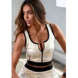 active by Lascana Crop-top -Sporttop Sporttop met glanzend dierenprint en 3D-tekst op de tailleband