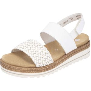 Remonte - ELLE-Collection - Sandalen - Wit/Goudkleur - Vlechtbandage - Sleehak