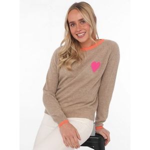 Zwillingsherz Kasjmiertrui Big round neck "Hart" met ronde hals en neonkleurige details