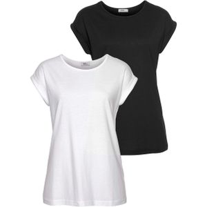 Flashlights T-shirt Korte mouwen, figuurvolgend, effen, ronde hals, voor elke gelegenheid (2-delig, Set van 2)