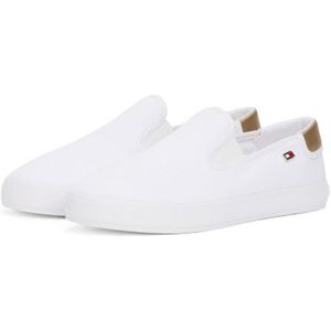 Tommy Hilfiger - VULC CANVAS SLIP-ON SNEAKER - Wit/goudkleur - Plateau - Vrijetijdsschoen