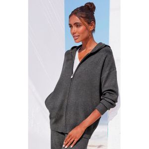 Elbsand Vest -lounge jas van hoogwaardige brei en geborduurd logo, loungewear