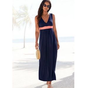 Lascana Maxi-jurk met gekleurde inzet en v-hals, zomerjurk, strandjurk