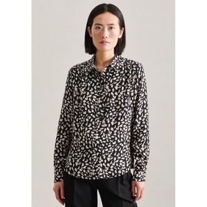 seidensticker Overhemdblouse Zwarte roos Lange mouwen kraag print