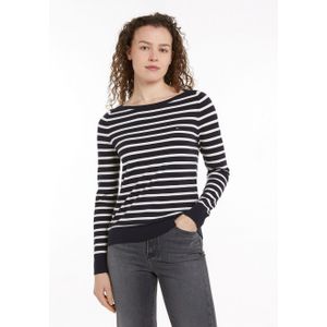 Tommy Hilfiger Gebreide trui CO JERSEY STITCH BOAT-NK SWEATER met tommy hilfiger-merklabel op de mouw