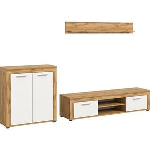 INOSIGN Woonkamerset Aosta, Breedte 255cm, bestaand uit Highboard, Lowboard, Wandplank Woonwand, combinatie, opbouwwand, meubelset, kastwand, meubelcombi