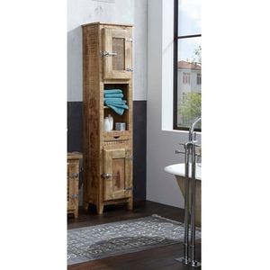 SIT Hoge kast Frigo Mangohout in antiek-look met koelkastgrepen, hoogte 187 cm