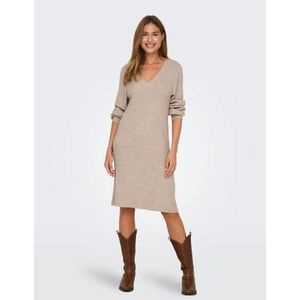 Only Gebreide jurk ONLKATIA LS V-NECK DRESS NCA KNT