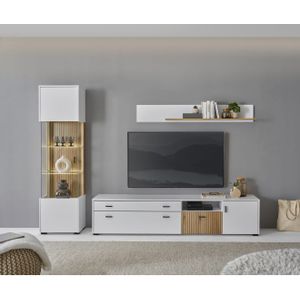 INOSIGN Wandmeubel Hudson met moderne groevenlook, handgrepen van metaal (zwart), breedte 316 cm (set, 3-delig)