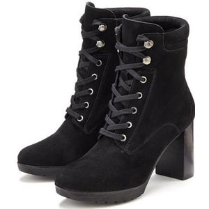 Lascana Highheel-laarsjes Hoge veterschoenen van leer, blokhak, plateaulaarzen, veterschoenen