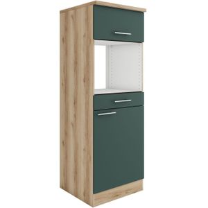 Voorraadkast - Steengroen/Wildeiken - Roestvrij Staal Grepen - Wit Binnendecor