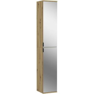 Kledingkast - Nox Eiken Reproductie - Spiegelglas Deuren - Chroom Grepen