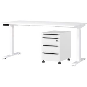 GERMANIA Kantoormeubelset Milaan, incl. bureau (elektrisch. in hoogte verstelbaar) & kastje op wieltjes (2-delig)