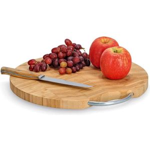 Snijplank - Naturel - Bamboe - Metaal - Geschikt voor Levensmiddelen