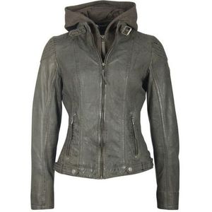 Gipsy Leren jack Casey met een afneembare capuchon-sweatinzet & luxueuze biker-details