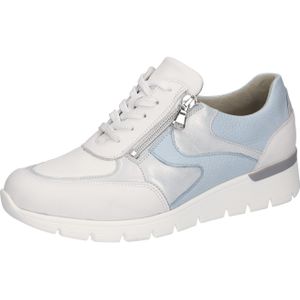 Veterschoenen - Wit/lichtblauw - Comfortabel - Extra Brede Breedte K - Sleehak