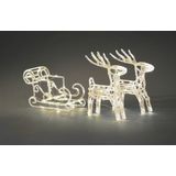 KONSTSMIDE Kerstfiguur Kerstversiering buiten Led acryl-set "Slee met 2 rendieren", 96 warmwitte dioden (1 stuk)