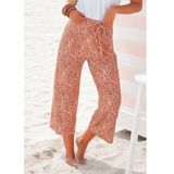 Beachtime Culotte met bladprint en striklint, luchtige lichtgewicht zomerbroek (Met een bindceintuur)