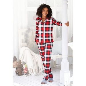 Lascana Pyjama met ruitprint (2-delig, Incl. slaapmasker)
