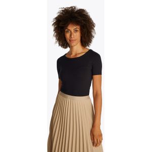 Tommy Hilfiger Shirt met ronde hals SLIM 5X2 RIB O-NK SS met discreet geborduurd tommy hilfiger logo