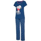 Peanuts Pyjama met snoopy-print en gestippelde broek (2-delig, 1 stuk)
