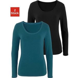 Vivance Shirt met lange mouwen elastische katoenkwaliteit (Set van 2)