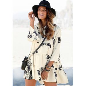 Lascana Blousejurk in wijd model met volants en bloemenprint, tuniekjurk, strandjurk