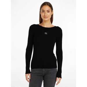 Calvin Klein Trui met ronde hals WOVEN LABEL TIGHT SWEATER