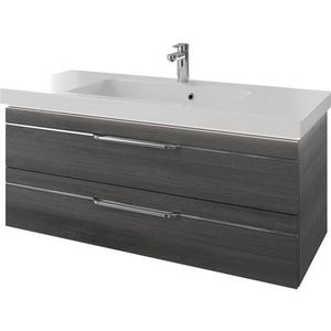 Saphir Wastafelonderkast Serie Balto Mineralmarmor-Waschtisch mit Unterschrank, 123 cm breit 123 cm met mineraal-marmeren wastafel en 2 lades (2-delig)