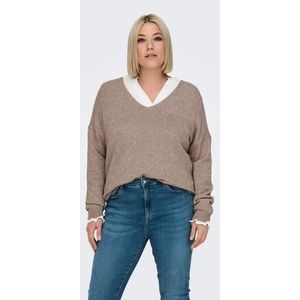 ONLY CARMAKOMA Trui met V-hals CARMARGARETA LS PULLOVER KNT NOOS