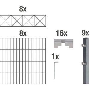 GAH Alberts Dubbelstaafmat hekwerk Nexus antraciet, hoogte: 100-160cm, totale lengte: 10-20m, voor plaatsing in beton (set, 5 stuks)