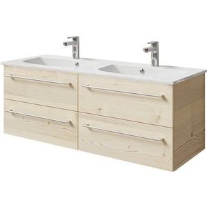 Saphir Wastafelonderkast Serie 6025 Mineralmarmor-Waschtisch mit Unterschrank, 132 cm breit (2-delig)