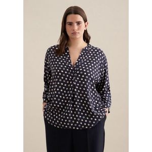 seidensticker Klassieke blouse Zwarte roos 3/4-mouwen kraag stippen