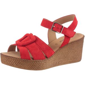 Unikleur - Sandalen - Rood - Plateau - Klittenbandsluiting - Sleehak