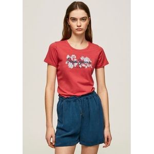 Pepe Jeans Shirt met ronde hals Nerea met geprint bloemen logo en stretch